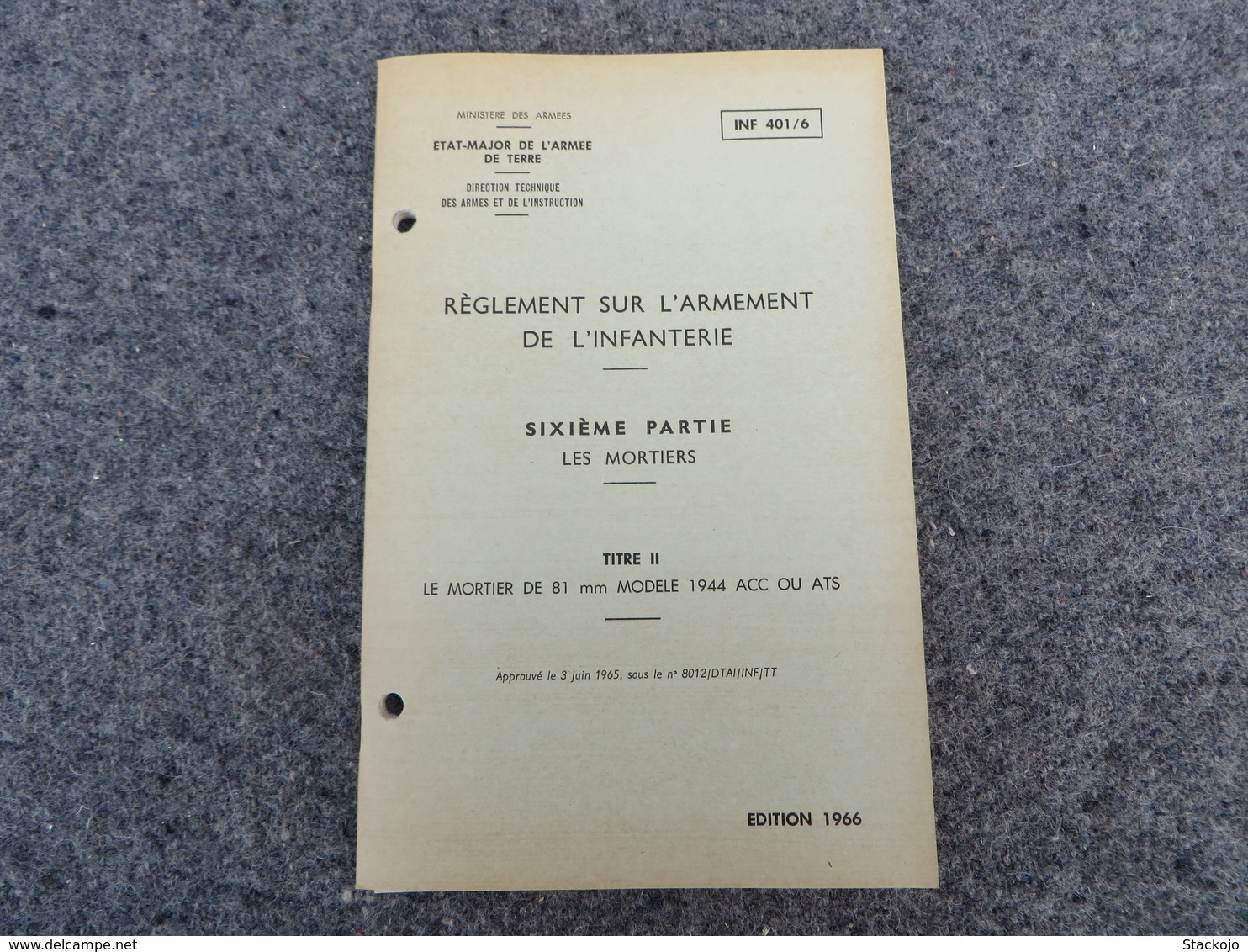 INF. 401/6 - Règlement sur l'armement de l'infanterie - 277/09