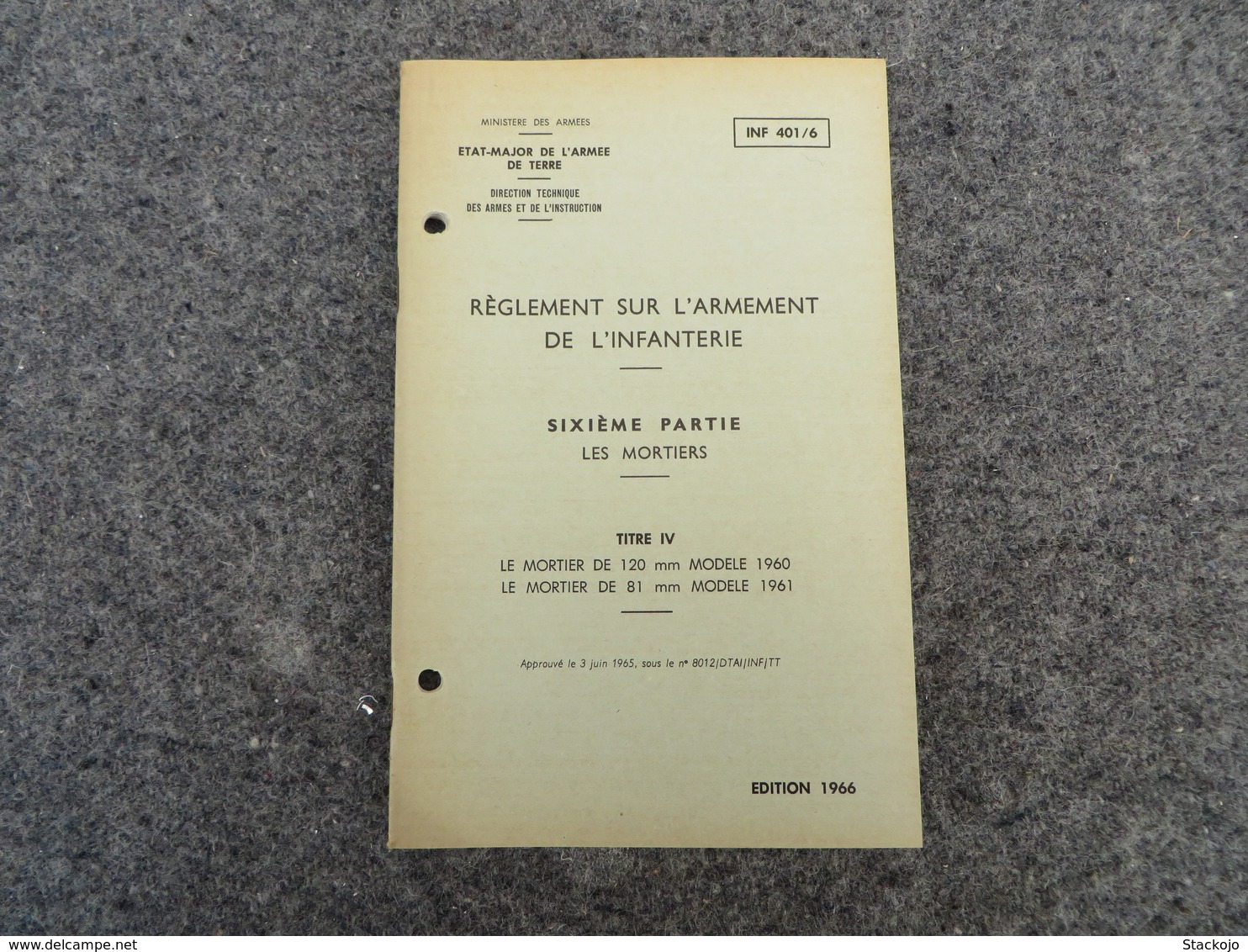 INF. 401/6 - Règlement sur l'armement de l'infanterie - 277/09