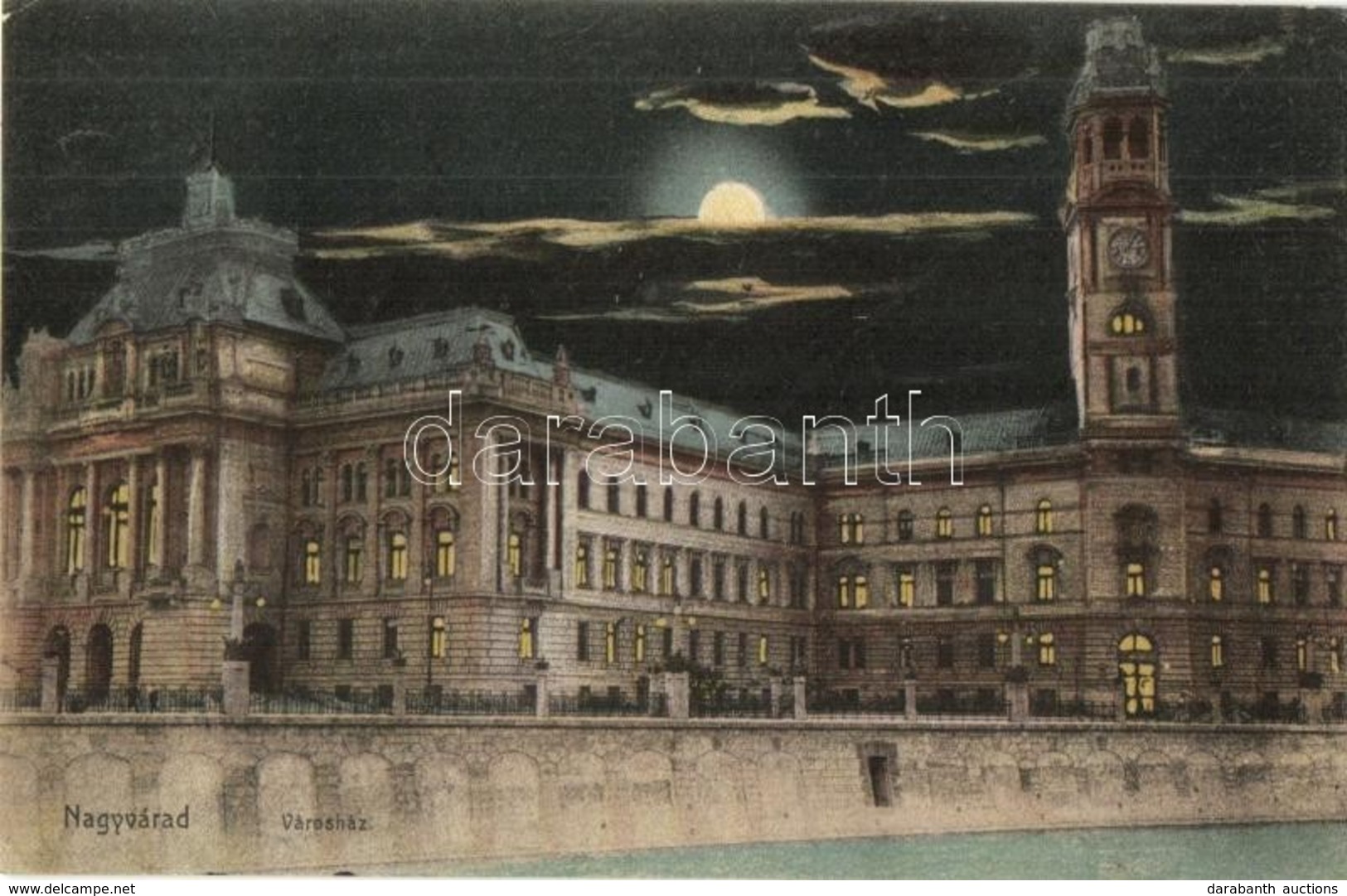 T2 1914 Nagyvárad, Oradea; Városháza, Este / Town Hall At Night - Non Classés