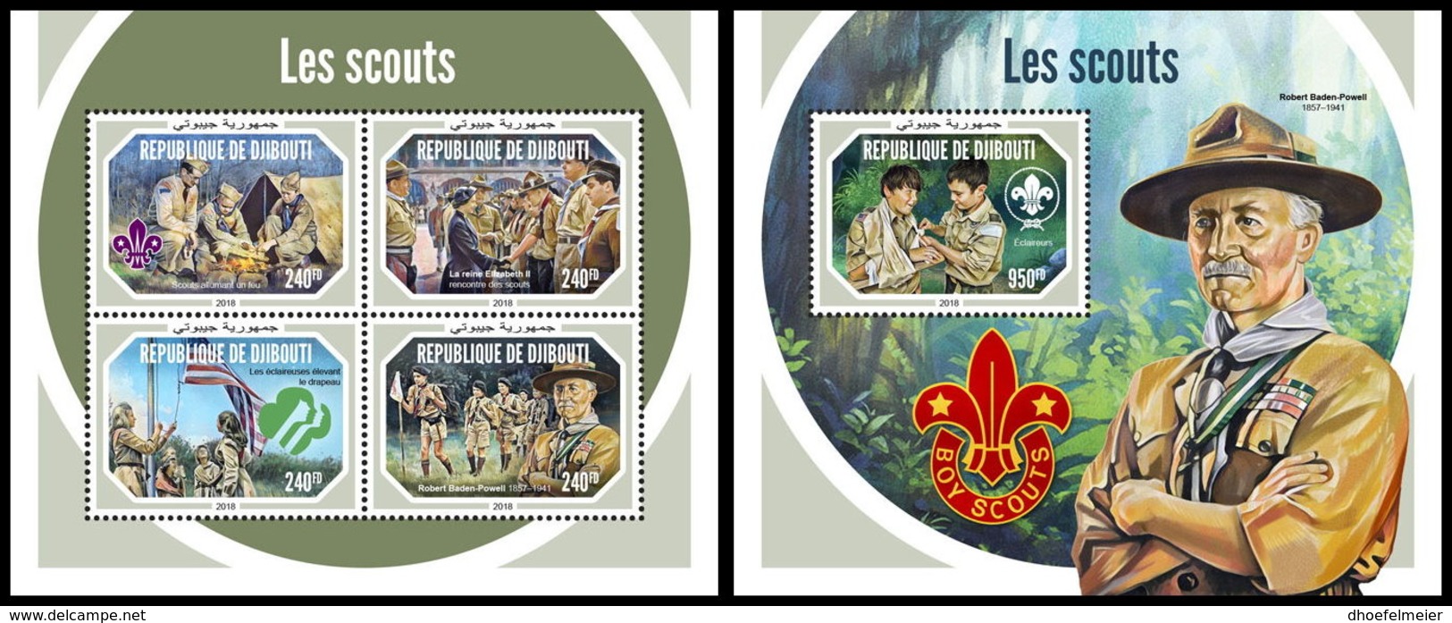 DJIBOUTI 2018 MNH Scouts Pfadfinder Robert Baden-Powell M/S+S/S - OFFICIAL ISSUE - DH1903 - Nuevos