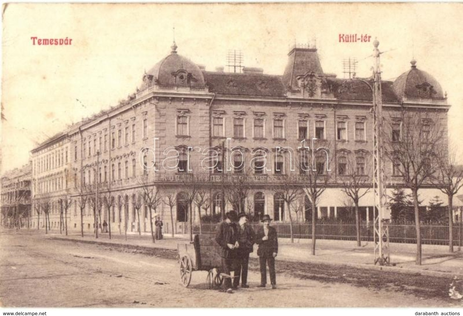 T2 1908 Temesvár, Timisoara; Küttl Tér, Kőbányai Dreher Sörcsarnok, Elite Kávéház / Square, Beer Hall, Cafe - Unclassified