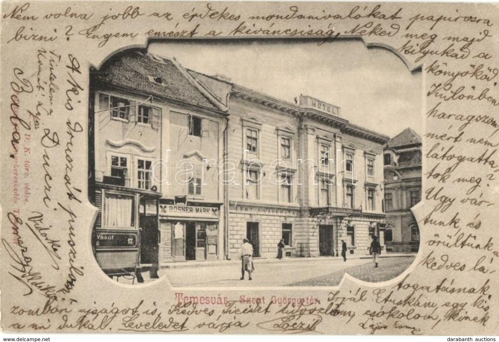 T2/T3 1902 Temesvár, Timisoara; Szent György Tér, Lenz J. Szállodája, Kávéháza és Sörcsarnoka, Rosner Márk üzlete, Villa - Ohne Zuordnung