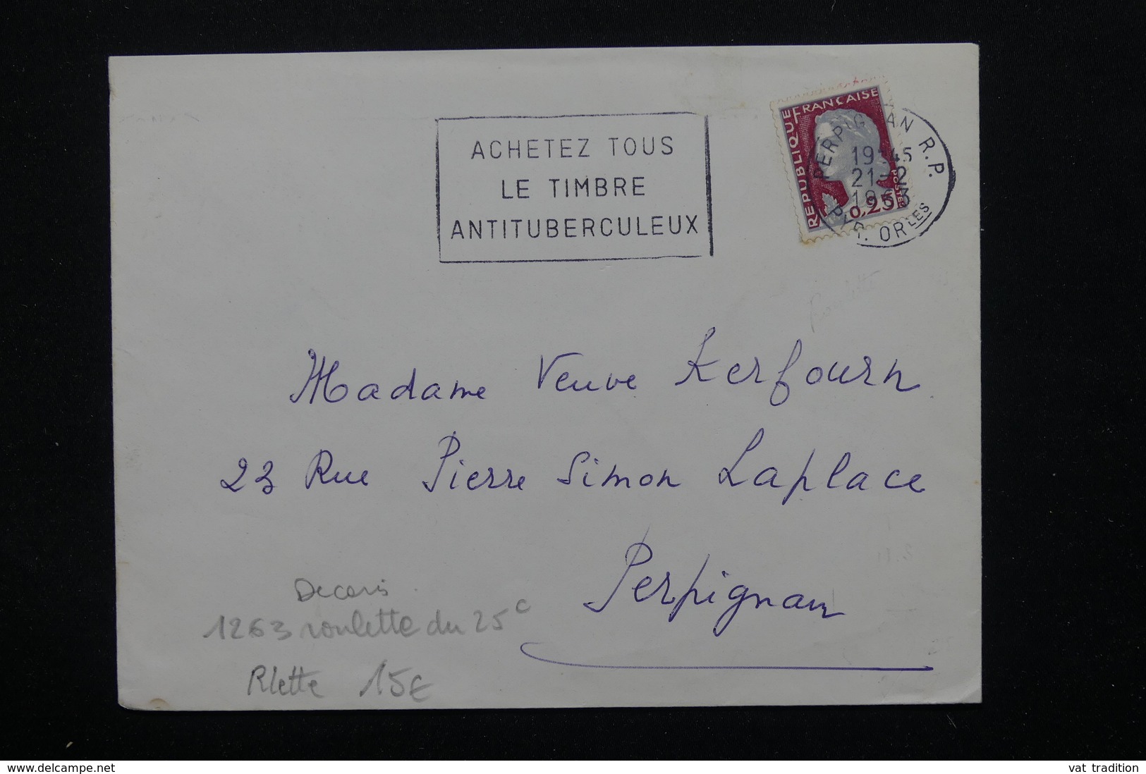 FRANCE - Marianne De Decaris Issus De Roulette Sur Enveloppe De Perpignan En 1963 - L 21297 - 1961-....