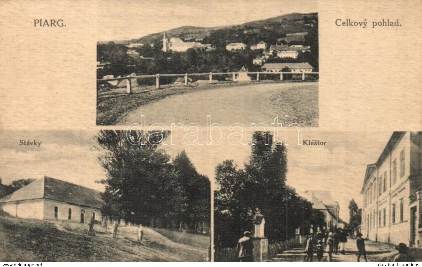 T2 Hegybánya, Stiavnické Bane, Piarg; Utcakép A Zárdával, Gyermekmenhely / Klástor, Stávky / Street View With Nunnery, C - Ohne Zuordnung