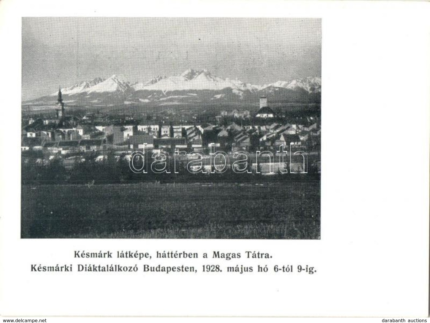 ** T1/T2 Késmárk, Kezmarok (Magas Tátra); 1928-as Budapesti Késmárki Diáktalálkozó Emléklap, Ifj. Kellner Ernő Kiadása / - Non Classés