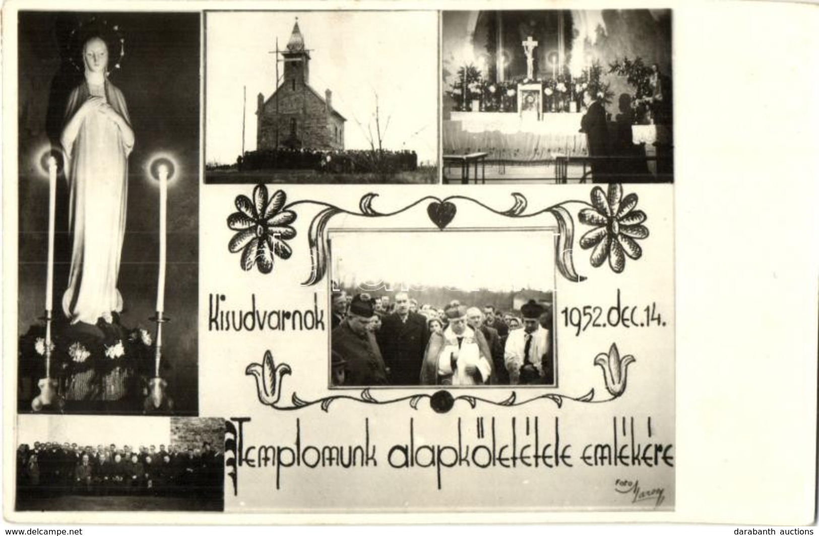 * T2/T3 1952 Kisudvarnok, Malé Dvorníky; A Templom Alapkő Letételének Emlékére / Memorial Card When The Church's Foundat - Sin Clasificación