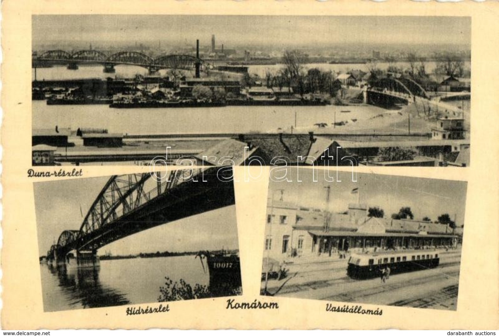 T2/T3 Komárom, Komárno; Duna Részlet, Híd, Vasútállomás, Vonat / Danube Bridge, Railway Station, Train (EK) - Sin Clasificación