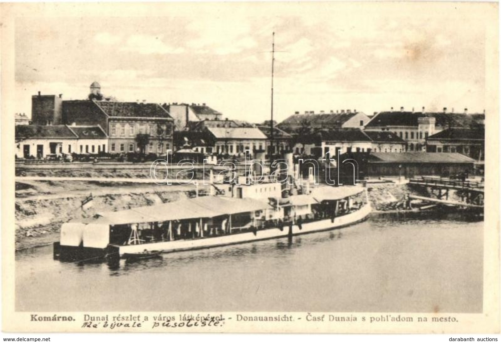 T2 Komárom, Komárnó; Dunai Részlet, Gőzhajó / Dunajska Partia / Danube Riverside, Steamship - Non Classés