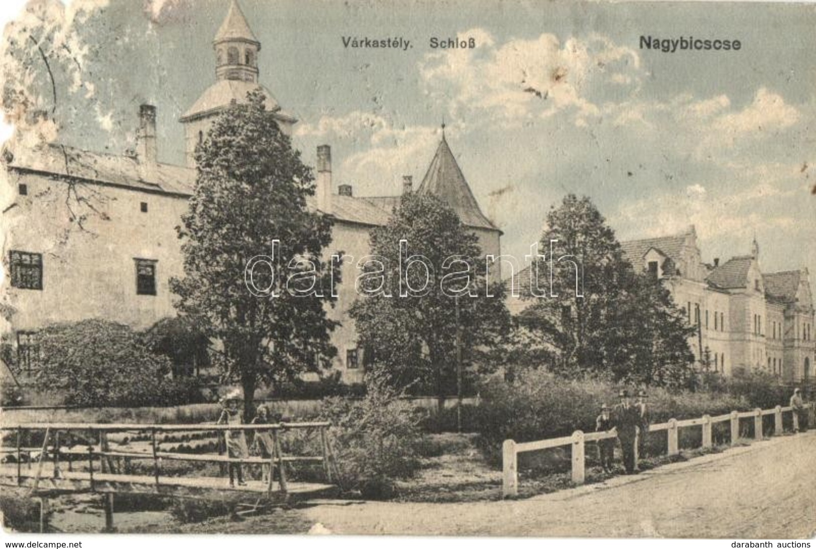 T4 1917 Nagybiccse, Nagy-Bittse, Bytca; Schloss / Kastély. Kiadja Spiegel J. / Bytciansky Zámok / Castle (b) - Unclassified