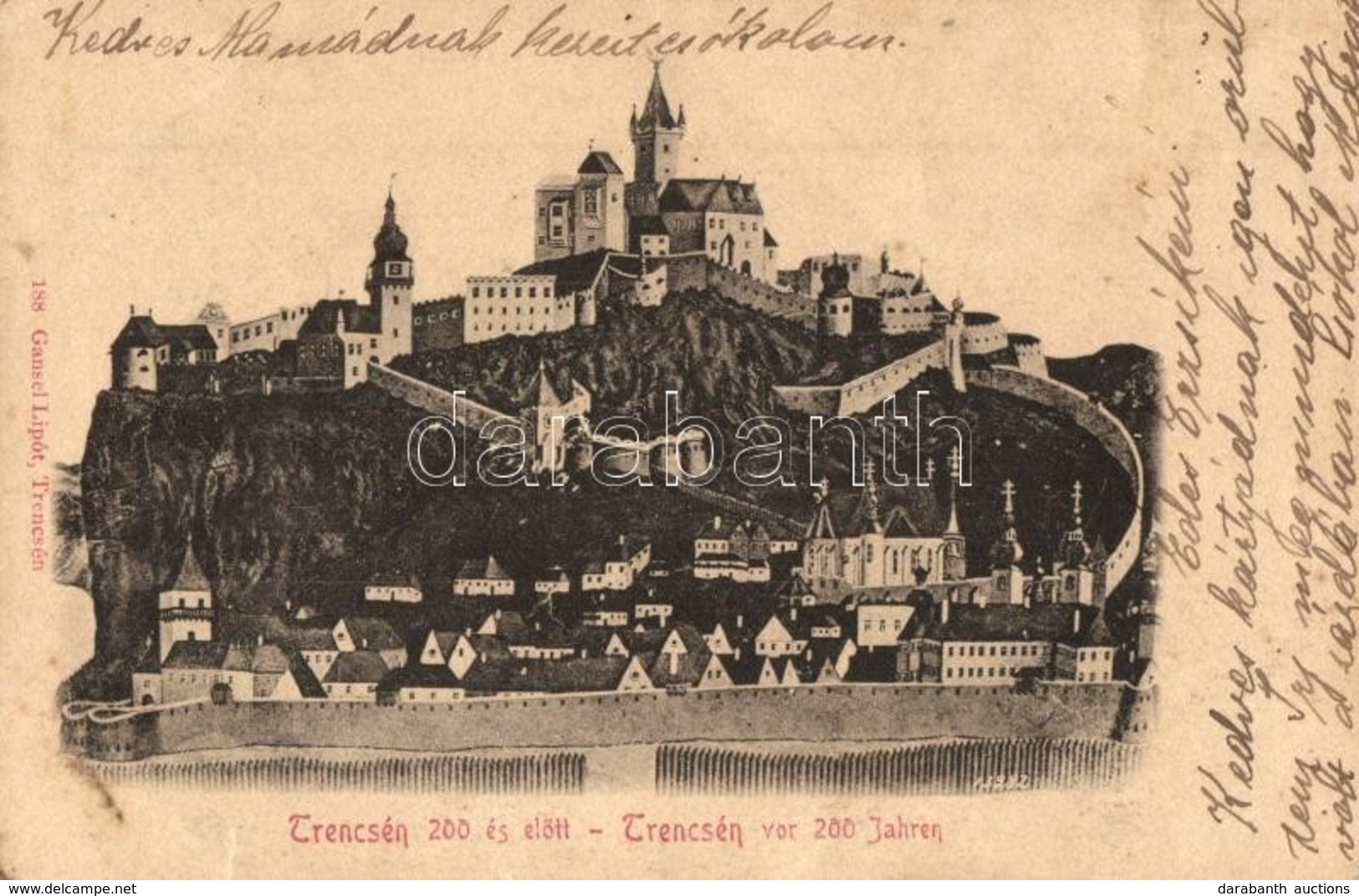 T2/T3 1901 Trencsén, Trencín; A Vár 200 évvel Ezelőtt / Castle 200 Years Ago (kis Szakadás / Small Tear) - Non Classés