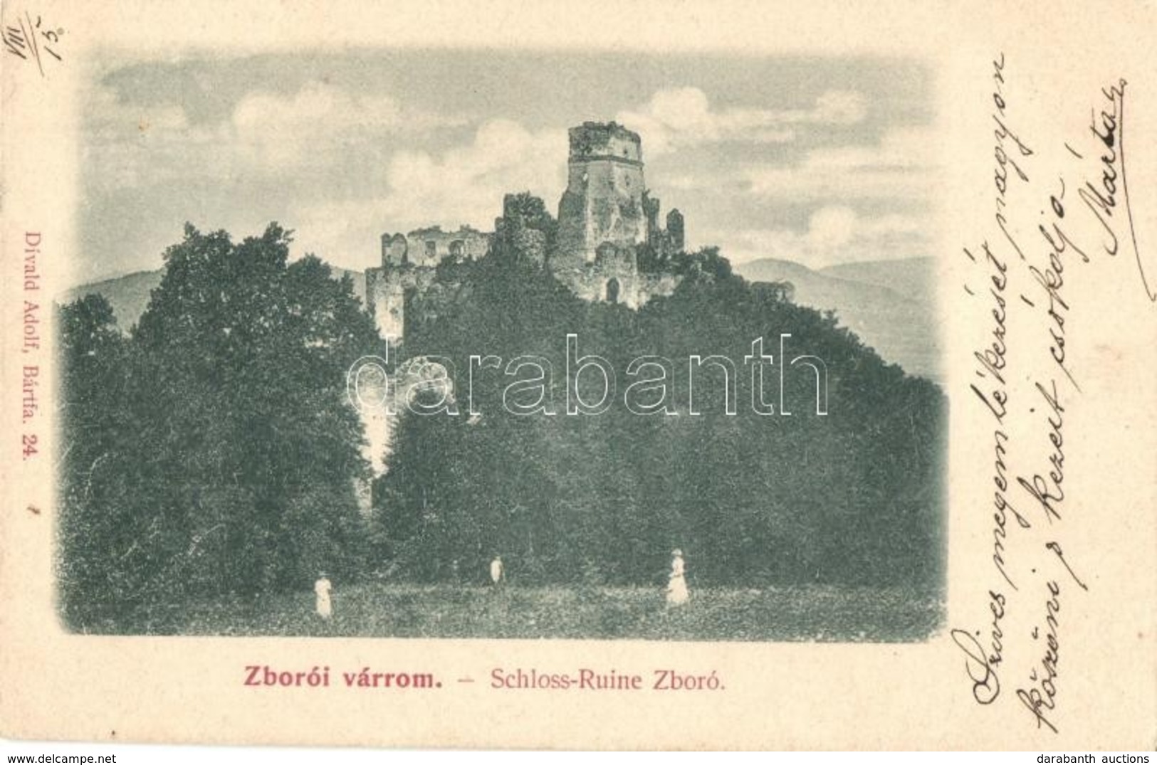 T2 1899 Zboró, Zborov; Várrom. Divald Adolf 24. / Schloss Ruine / Castle Ruins - Sin Clasificación