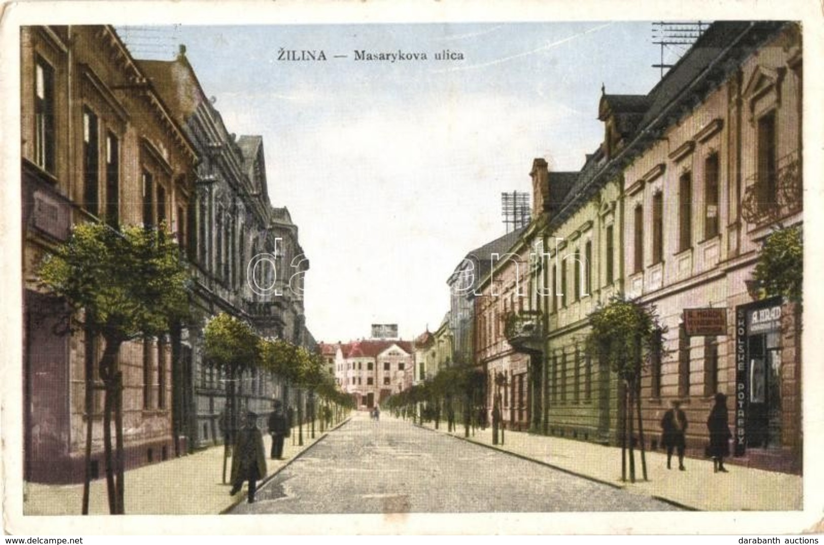 T2/T3 Zsolna, Sillein, Zilina; Masarykova Ulica / Utcakép, A. Hradil üzlete / Street View, Shops (EK) - Non Classés