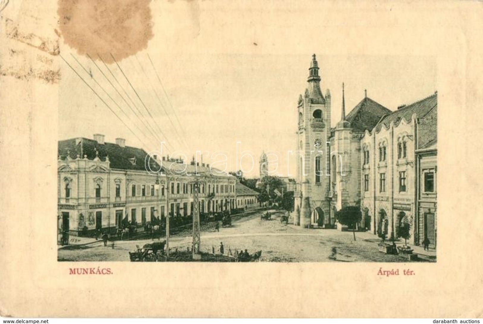 * T2/T3 1912 Munkács, Mukacheve, Mukacevo; Árpád Tér, Rosner Mór, Szunyogh és Grünfeld, Klein Hugó és Sch. Ábrahám üzlet - Sin Clasificación