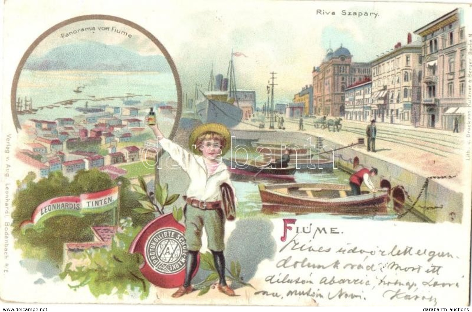 T2 1901 Fiume, Rijeka; Riva Szapáry, Leonhardis Tinten Advertisement Card. Verlag Von Aug. Leonhardi, Litho - Sin Clasificación