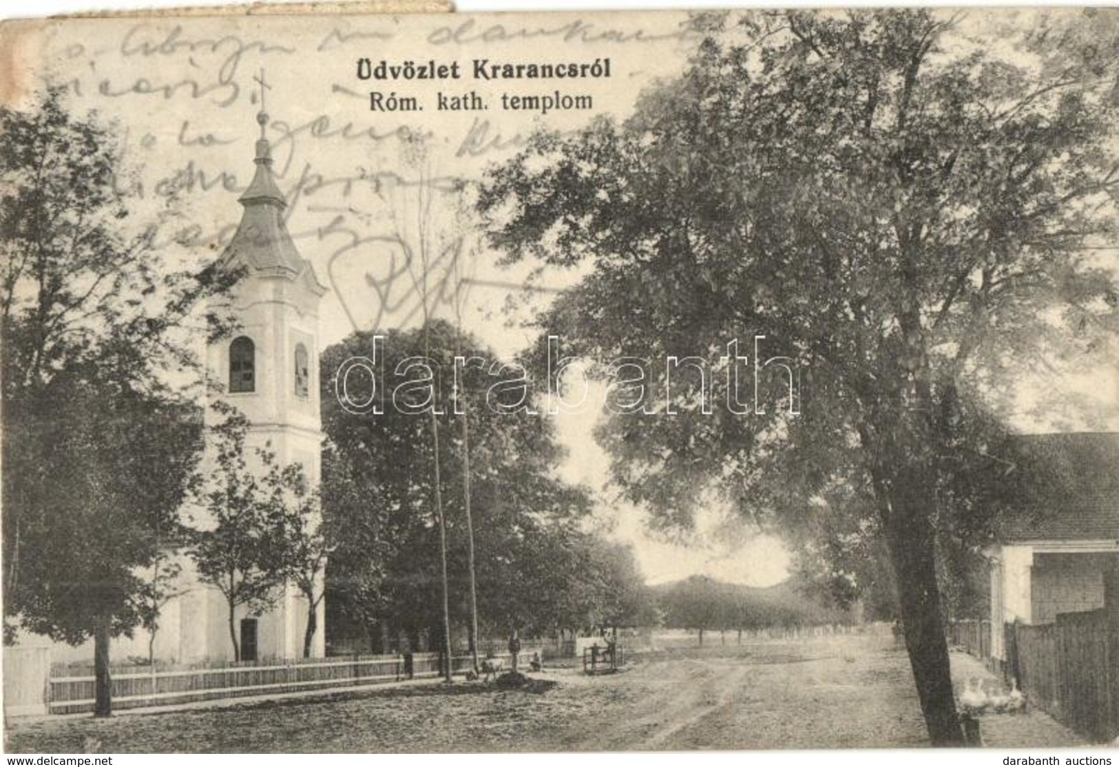 T2/T3 Karancs, Karanac; Római Katolikus Templom, Utcakép / Catholic Church, Street View (EK) - Ohne Zuordnung