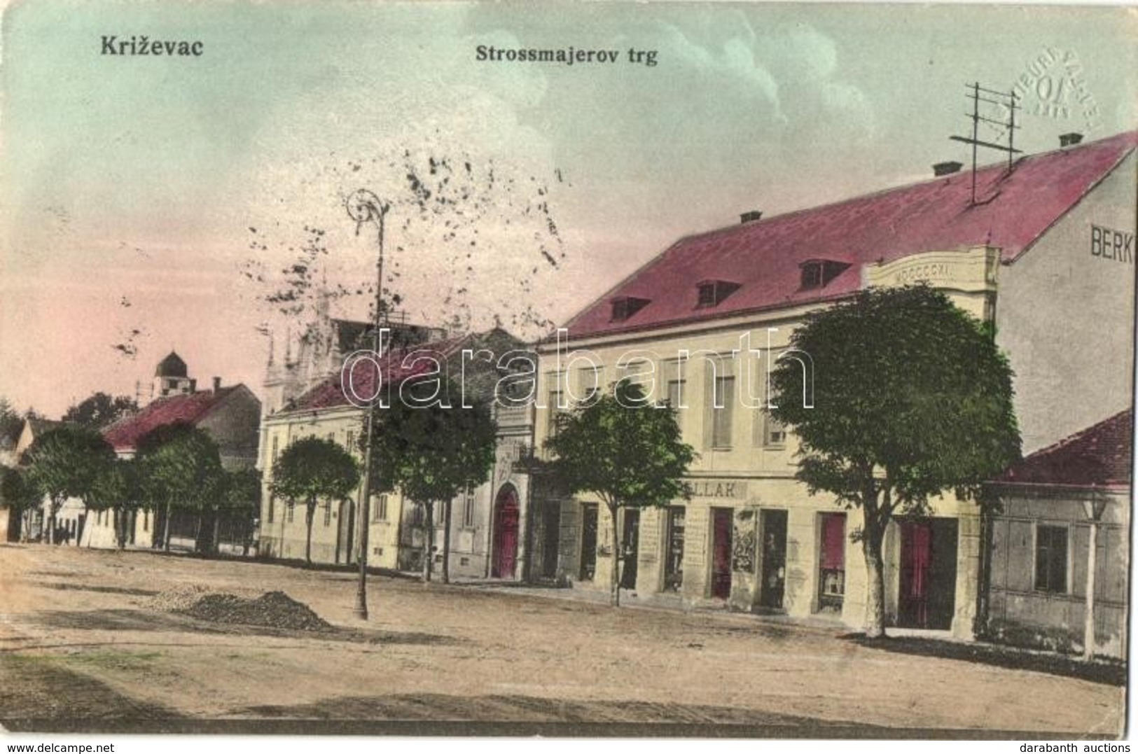 T2/T3 Kőrös, Krizevac, Krizevci; Strossmajer Tér, Pollak üzlete, Zsinagóga / Strossmajerov Trg / Square, Shop, Synagogue - Unclassified