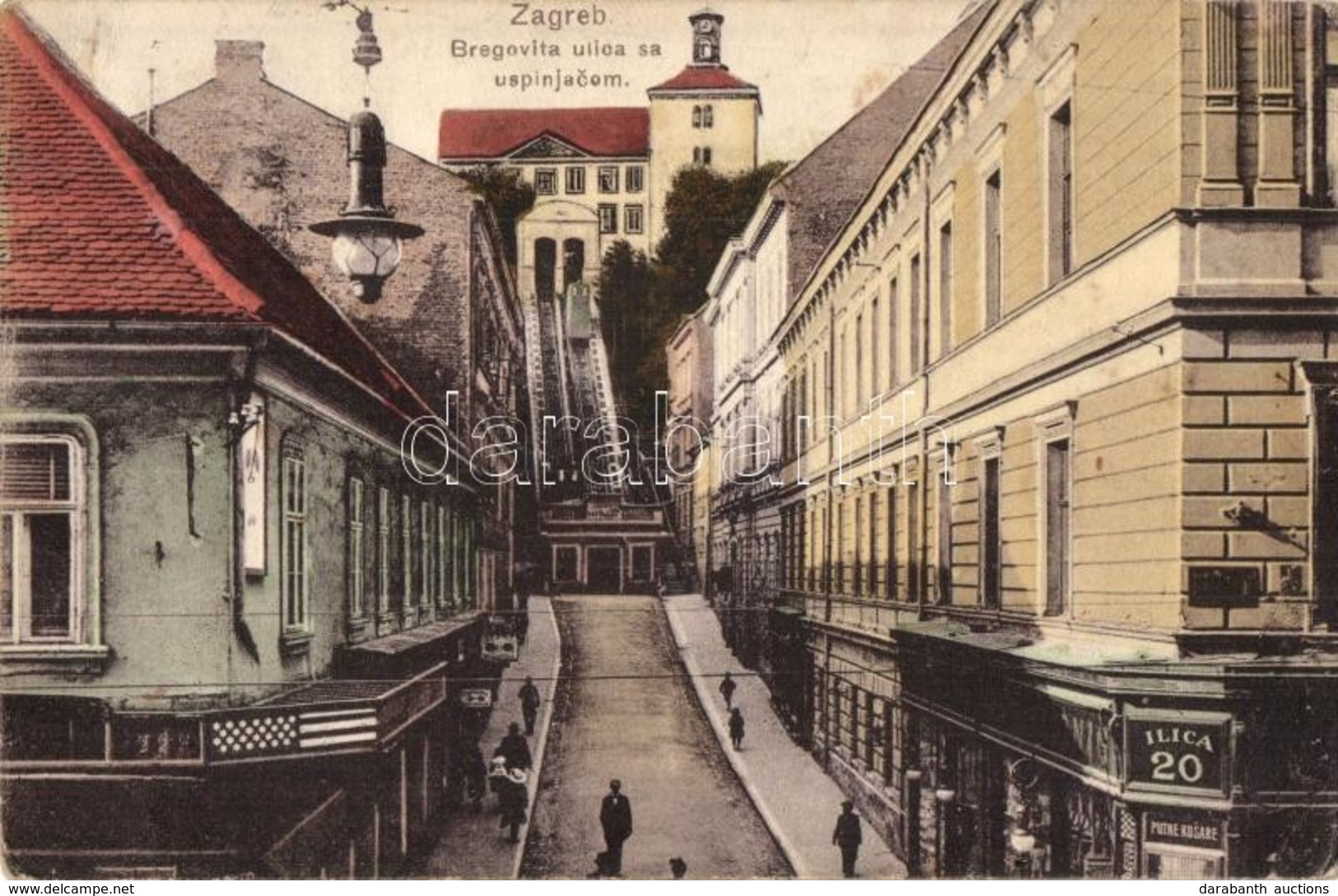 * T2/T3 Zagreb, Zágráb; Bregovita Ulica Sa Uspinjacom / Street View With Funicular  (EK) - Unclassified