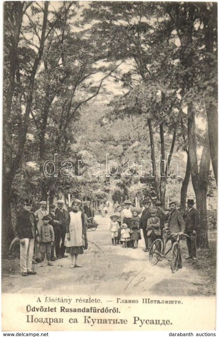 T2 1909 Ruszanda-fürdő, Banja Rusanda (Melence, Melenci); A Fősétány Részlete, Kerékpár, Tolókocsi / Promenade, Bicycle, - Sin Clasificación
