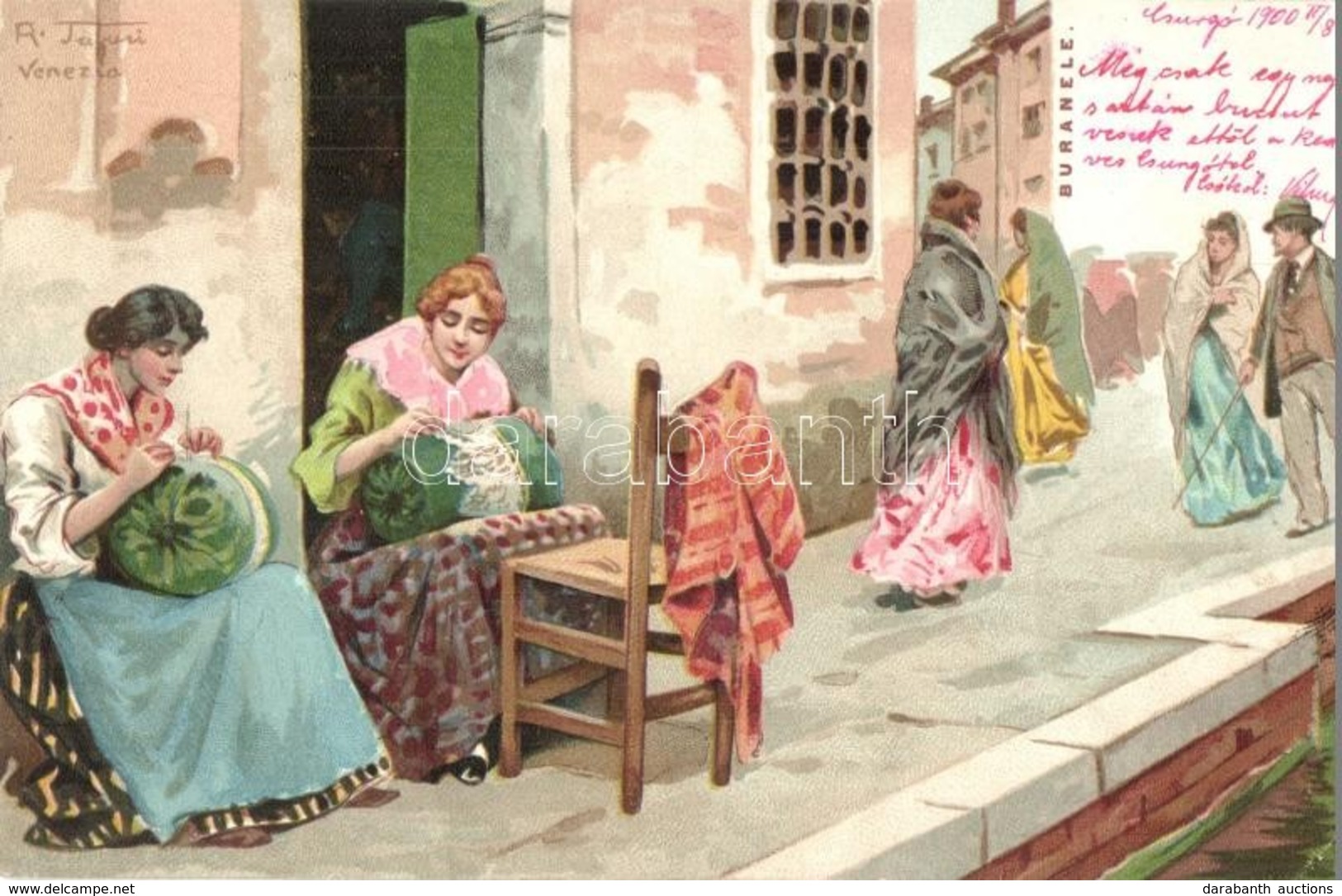 * T3 Venice, Venezia; Buranele / Street, Ladies Folklore, De Paoli & Fiecchi Litho S: R. Tafuri (Rb) - Non Classés