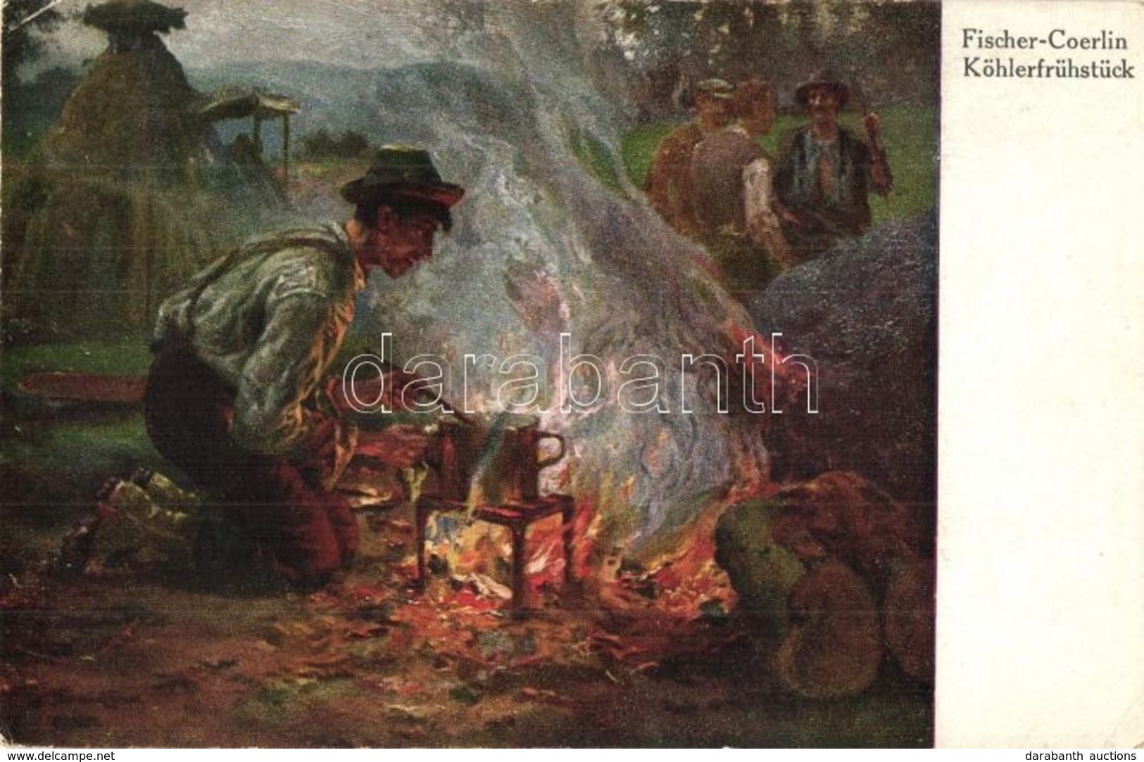 T2/T3 Fischer-Coerlin / Köhlerfrüstück / Gypsy Folklore, Cooking By The Campfire, Art Postcard (EK) - Ohne Zuordnung