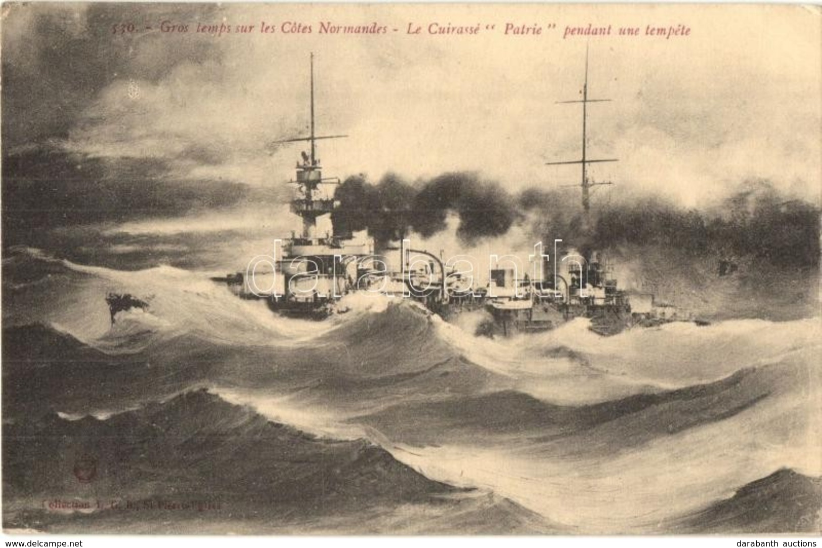 * T2/T3 Gros Temps Sur Les Cotes Normandes - Le Cuirassé 'Patrie' Pendant Une Tempete / Heavy Weather On The Normandy Co - Non Classés