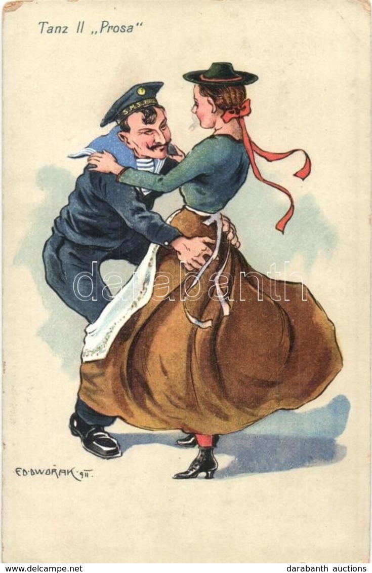 T2/T3 Tanz II 'Prosa' / K.u.K. Kriegsmarine Humorous Art Postcard With Dancing Mariner. C.Fano 1914/15. 34. S: Ed. Dwora - Unclassified