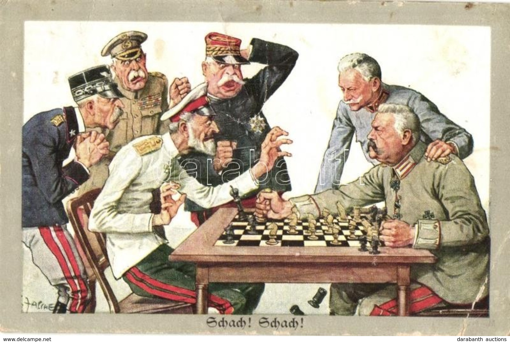 T3 Schach! Schach! / Hindenburg And Conrad Von Hötzendorf, WWI German Propaganda. M. Munk Wien Nr. 1036 S: Theodor Zasch - Non Classés