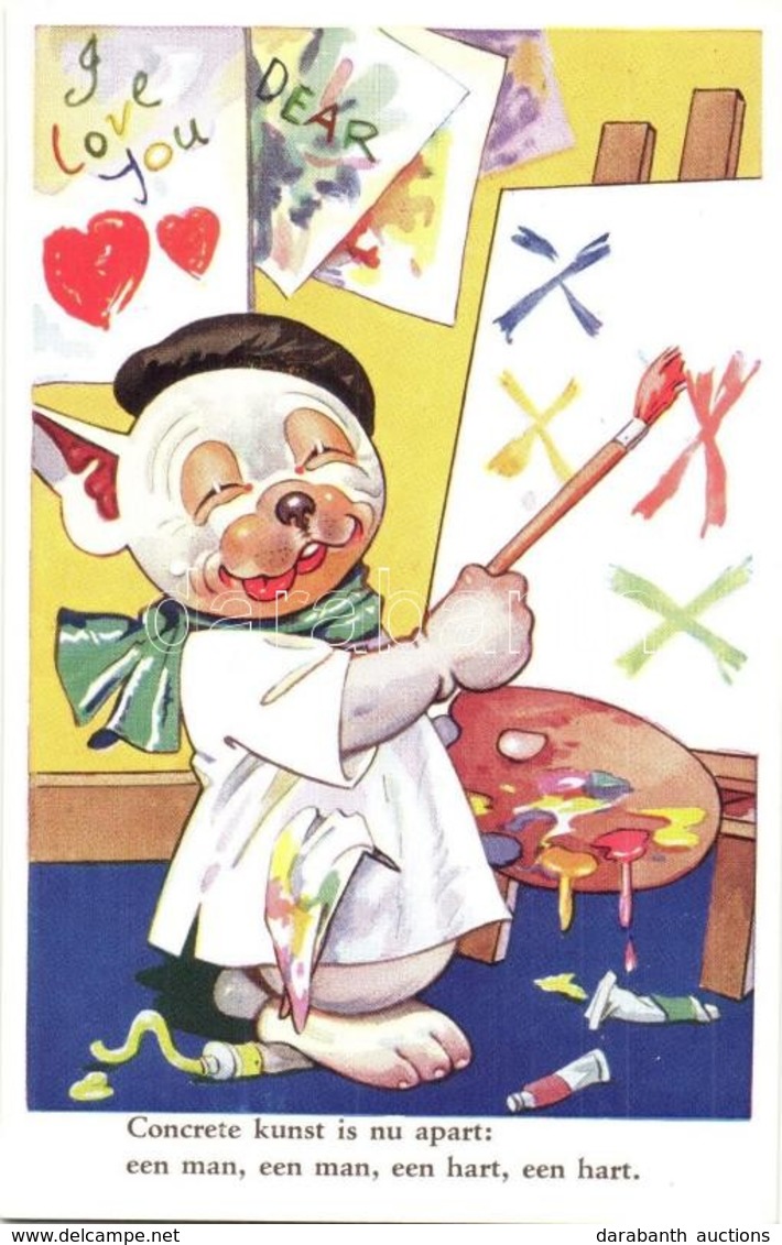 ** T1 Concrete Kunst Is Nu Apart / Bonzo Dog Painting. Valentine & Sons Ltd. Bonzo Postcard 5449. S: G. E. Studdy - Non Classés