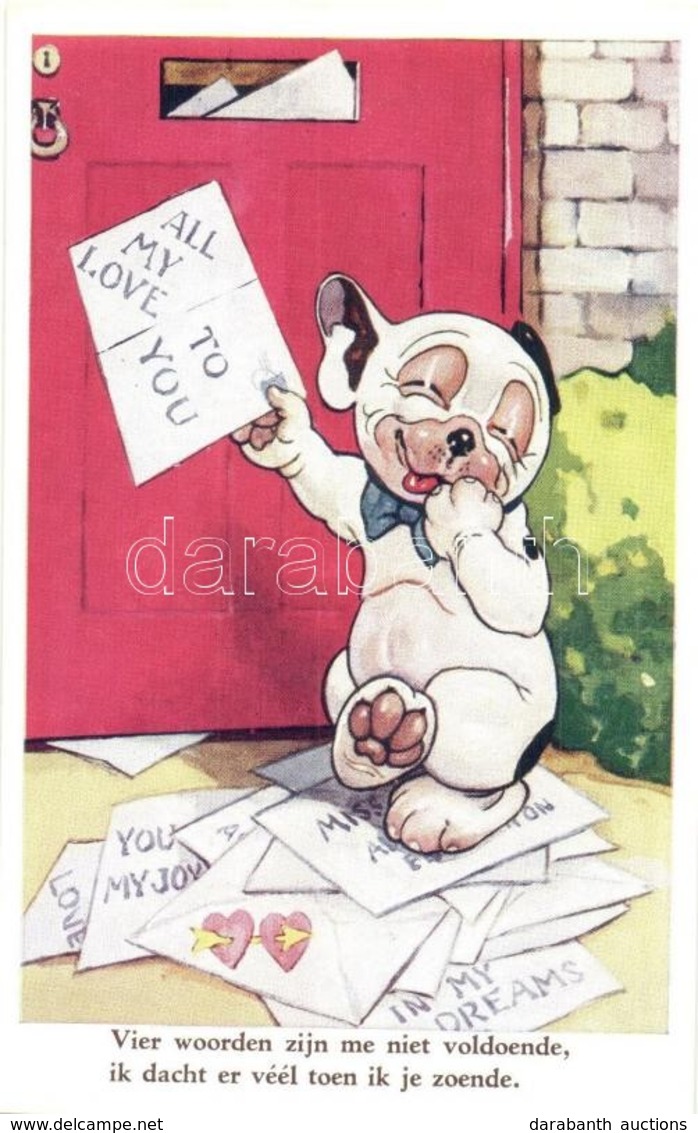 ** T1 Vier Woorden Zijn Me Niet Voldoende / Bonzo Dog With Love Letters. Valentine & Sons Ltd. Bonzo Postcard 5144. S: G - Non Classés