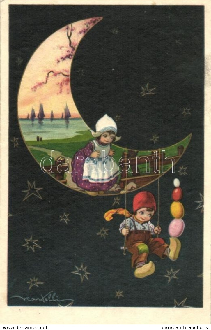 * T2/T3 Italian Art Postcard, Dutch Children, Degami 3526. S: V. Castelli (fl) - Non Classés