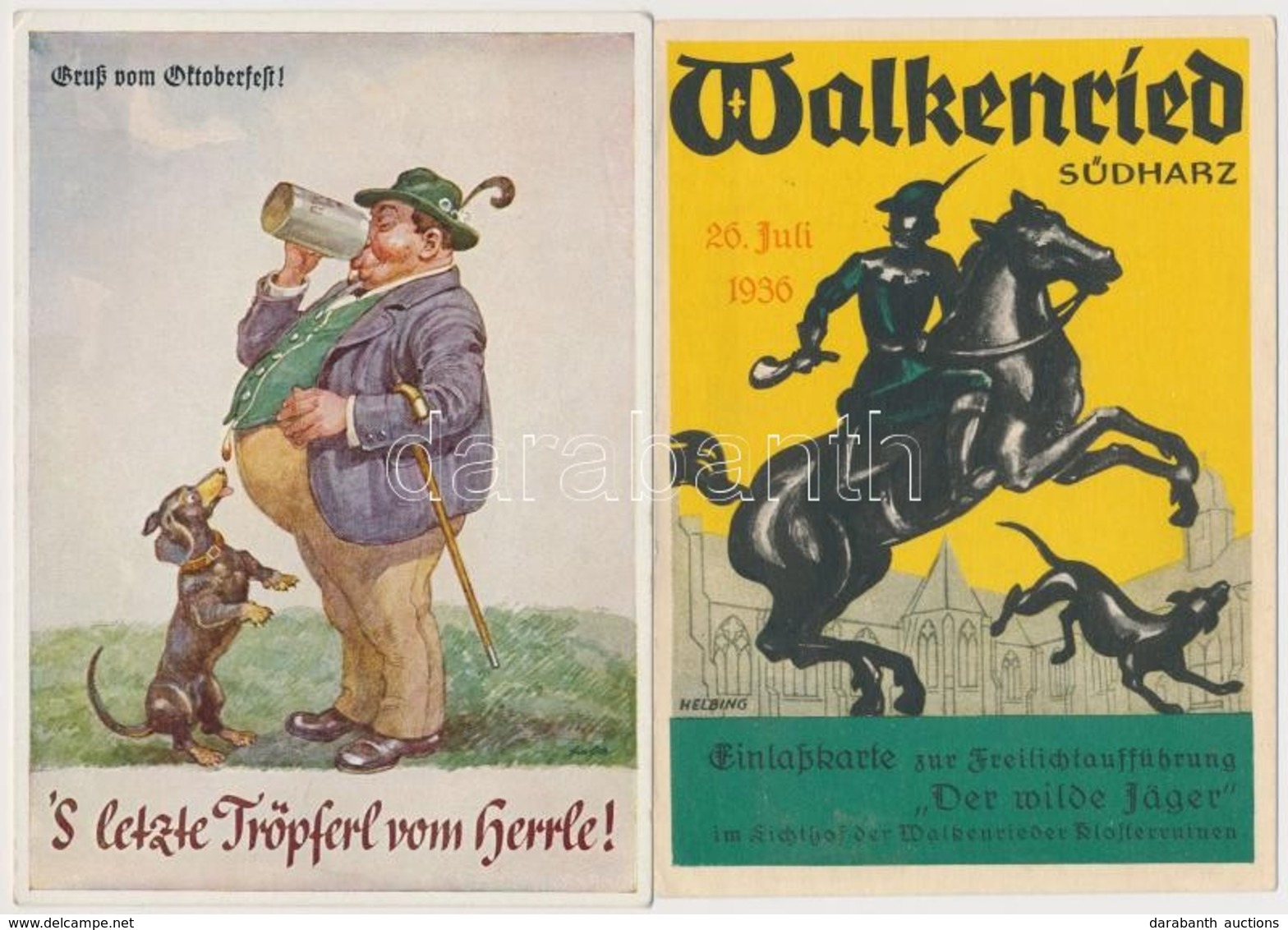 ** * 3 Db Régi Reklámlap; Csízfürdői Jód-bróm Víz, Walkenried 'Der Wilde Jäger'. Októberfesztivál / 3 Pre-1945 Advertise - Ohne Zuordnung