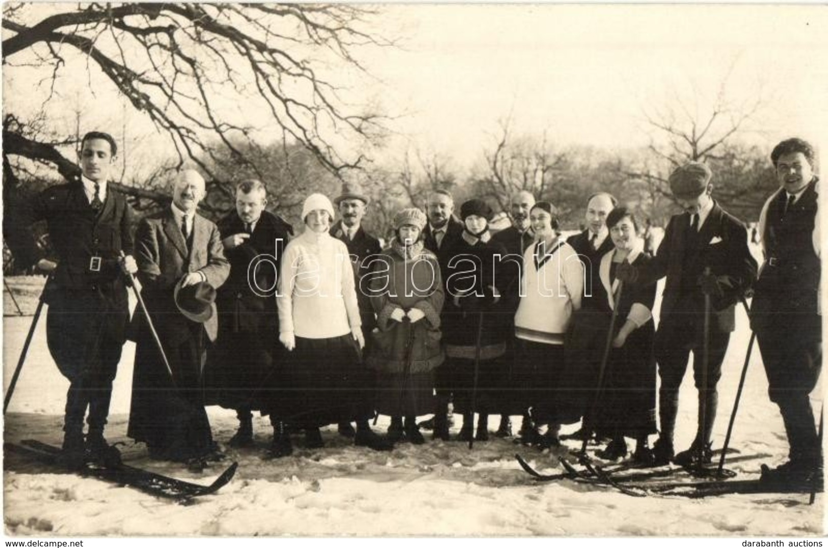 ** T1/T2 1924 Budapest XII. Normafa Lejtő. Síelők Csoportképe / Winter Sport, Skiing People's Group Photo - Unclassified