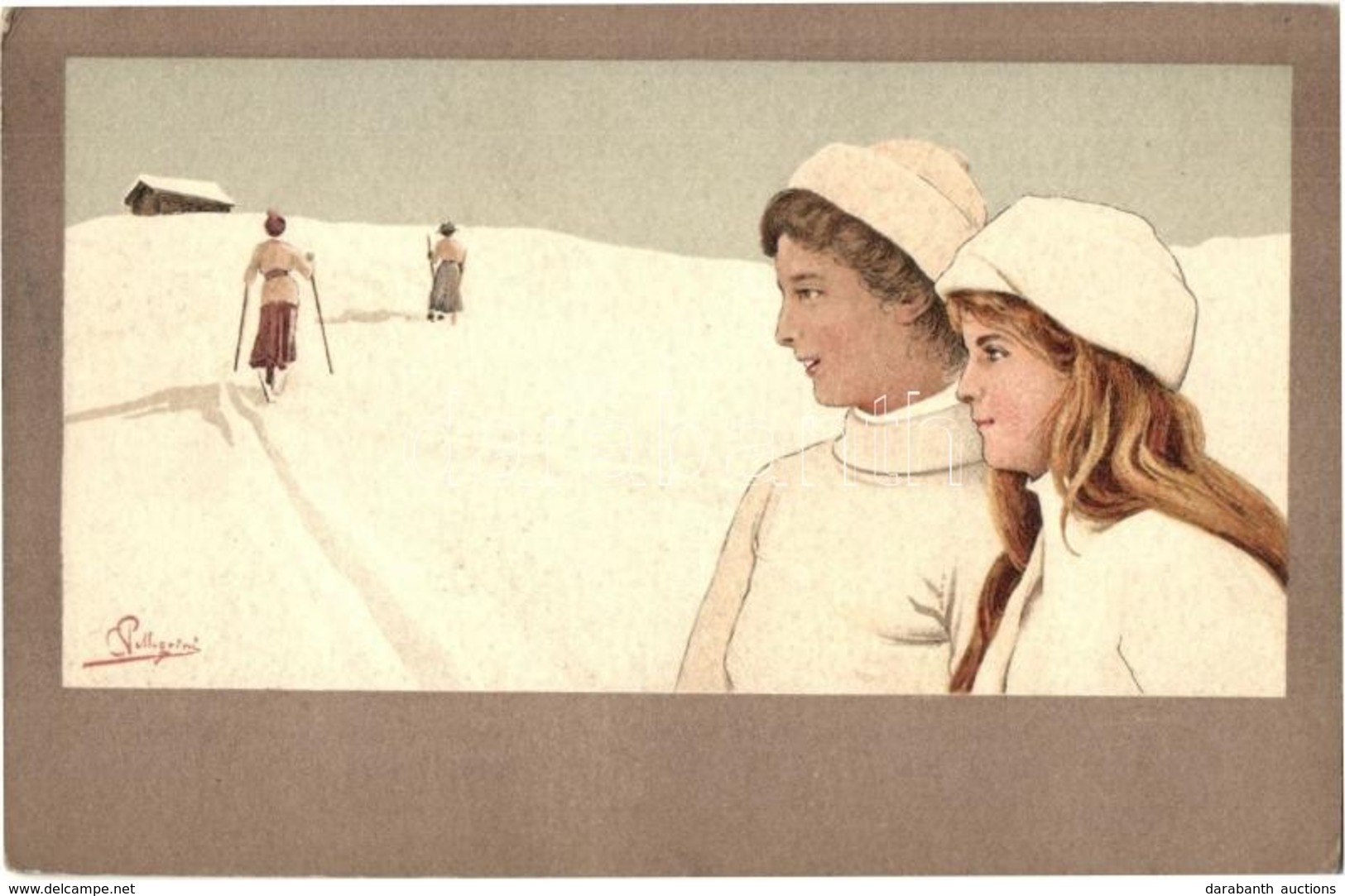 ** T2/T3 Skiing Ladies, Winter Sport. Vouga & Cie. No. 601. Litho S: Pellegrini (fl) - Unclassified