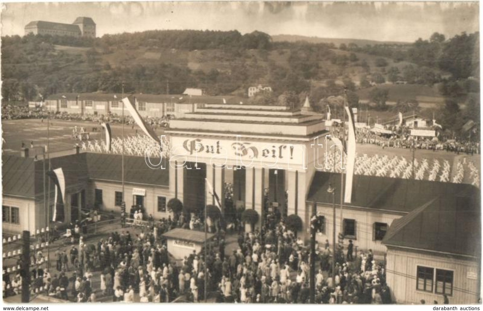 ** * 1927 Azonosítatlan Német Település, Sportünnepély - 4 Db RÉGI Fotólap / Unidentified German Town, Turnfest - 4 Pre- - Non Classés