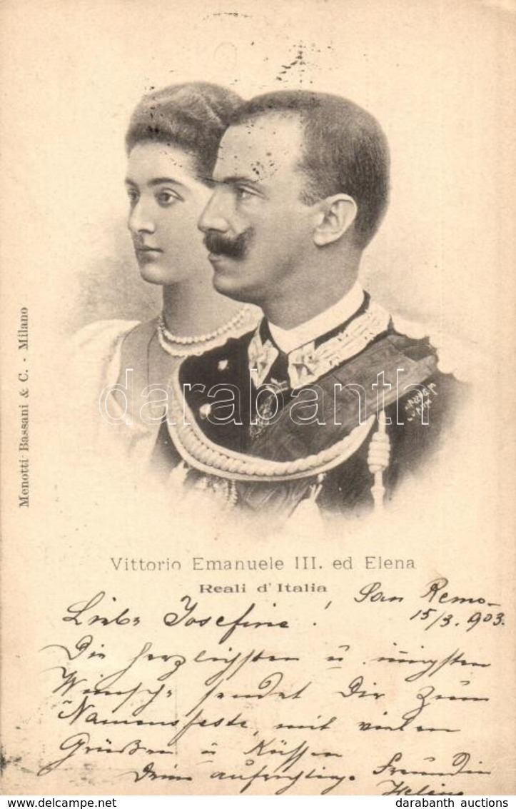 T2/T3 Victor Emmanuel III Of Italy And Elena. Menotti Bassani & C. Milano (EK) - Non Classés