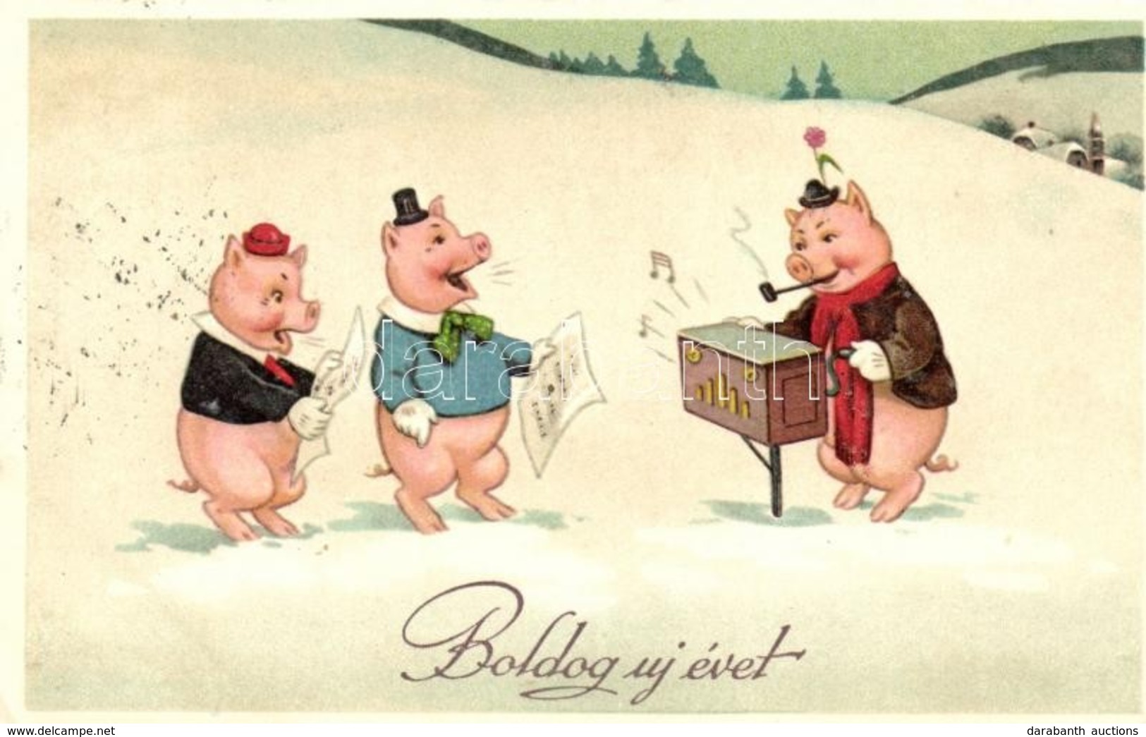 T2/T3 New Year, Singing Pigs Litho (EK) - Non Classés