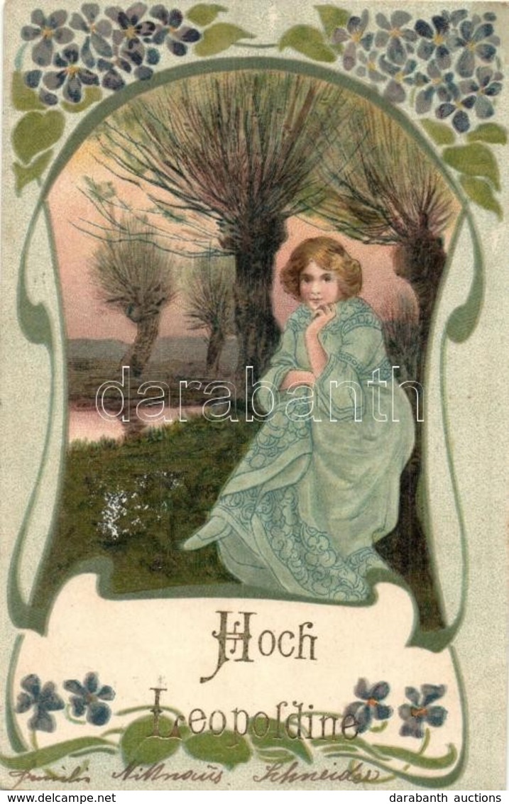 T2 'Hoch Leopoldine!' / Nameday Greeting Card, Litho - Ohne Zuordnung