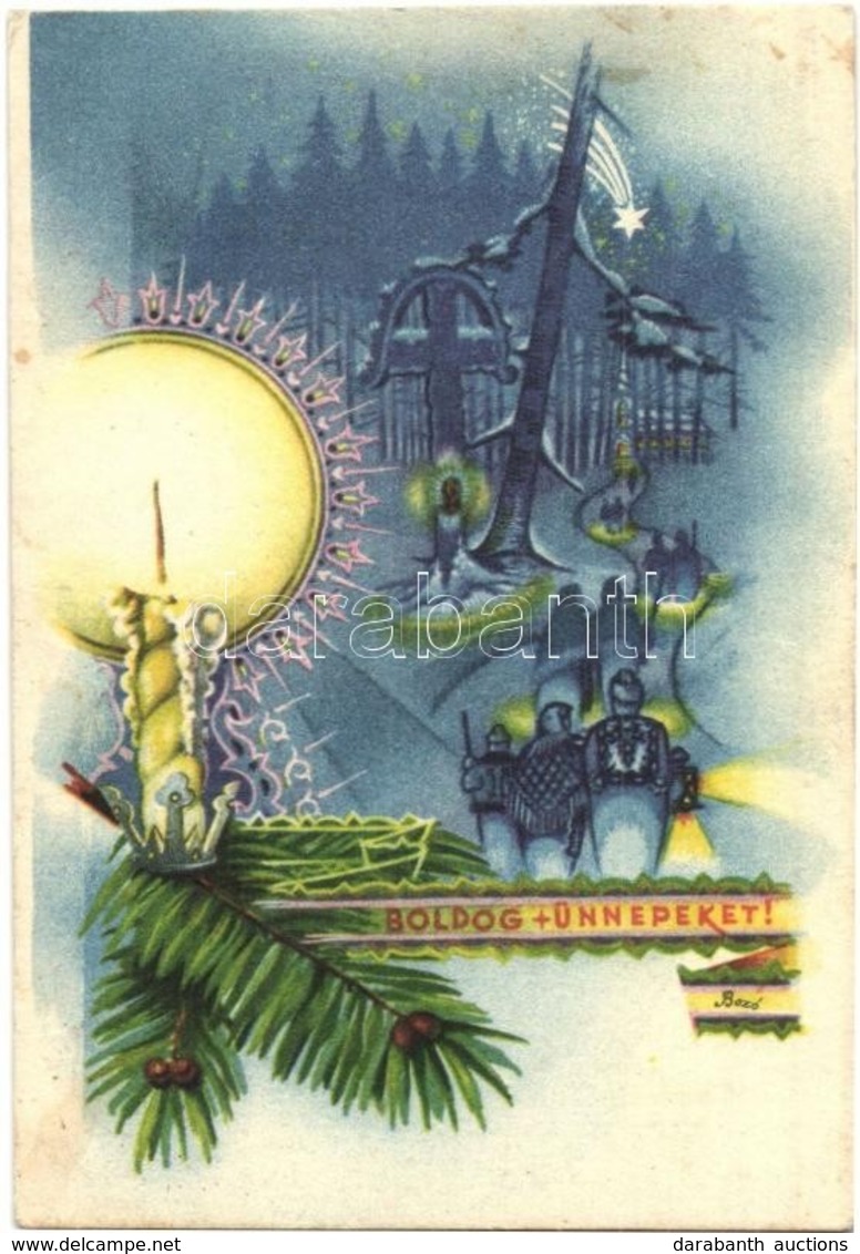 T2/T3 Boldog Ünnepeket! / Hungarian Christmas And New Year Irredenta Art Postcard. S: Bozó (EK) - Ohne Zuordnung