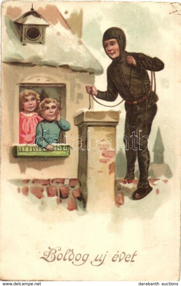 * T2/T3 Boldog Újévet! / New Year Greeting Art Postcard With Chimney Sweeper. EAS 958. Litho  (EK) - Sin Clasificación