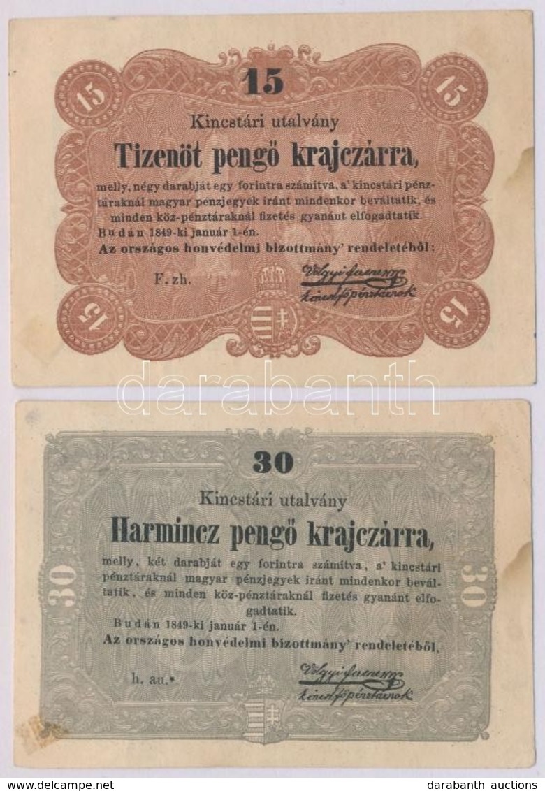 1849. 15kr + 30kr T:II Ragasztónyom - Sin Clasificación