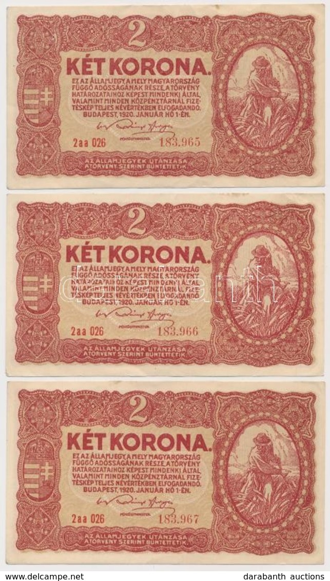 1920. 2K '2aa' (5x) Sorszámkövetők (3+2) T:II,II- - Sin Clasificación