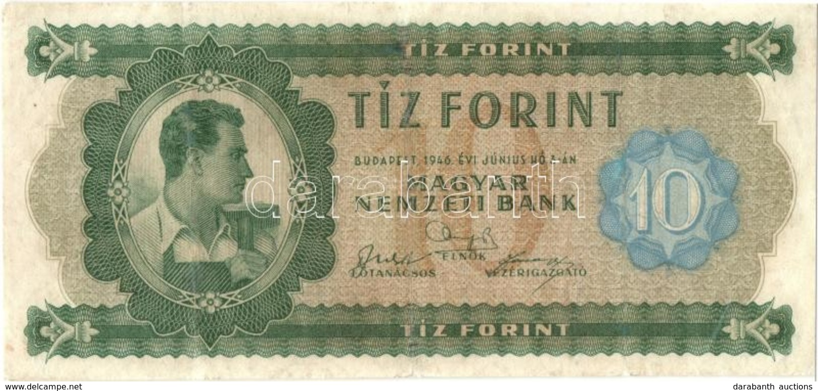 1946. 10Ft T:III- Restaurált
Hungary 1946. 10 Forint C:VG Restored 
Adamo F1 - Non Classés