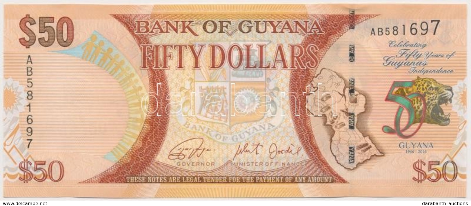 Guyana 2016. 50$ T:I
Guyana 2016. 50 Dollars C:UNC - Ohne Zuordnung