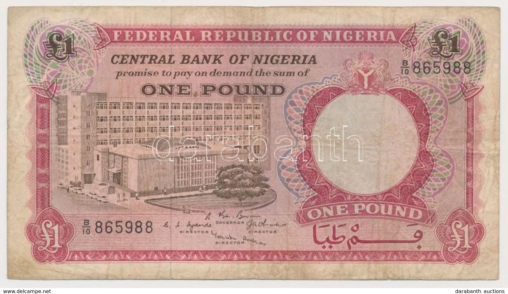 Nigéria 1967. 1Ł T:III
Nigeria 1967. 1 Pound C:F - Unclassified