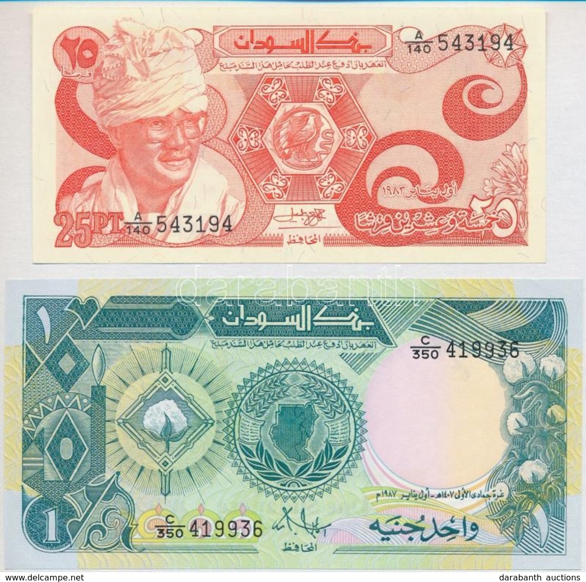 Szudán 1983. 25P + 1987-1990. 1Ł T:I
Sudan 1983. 25 Piastres + 1987-1990. 1 Pound C:UNC - Unclassified