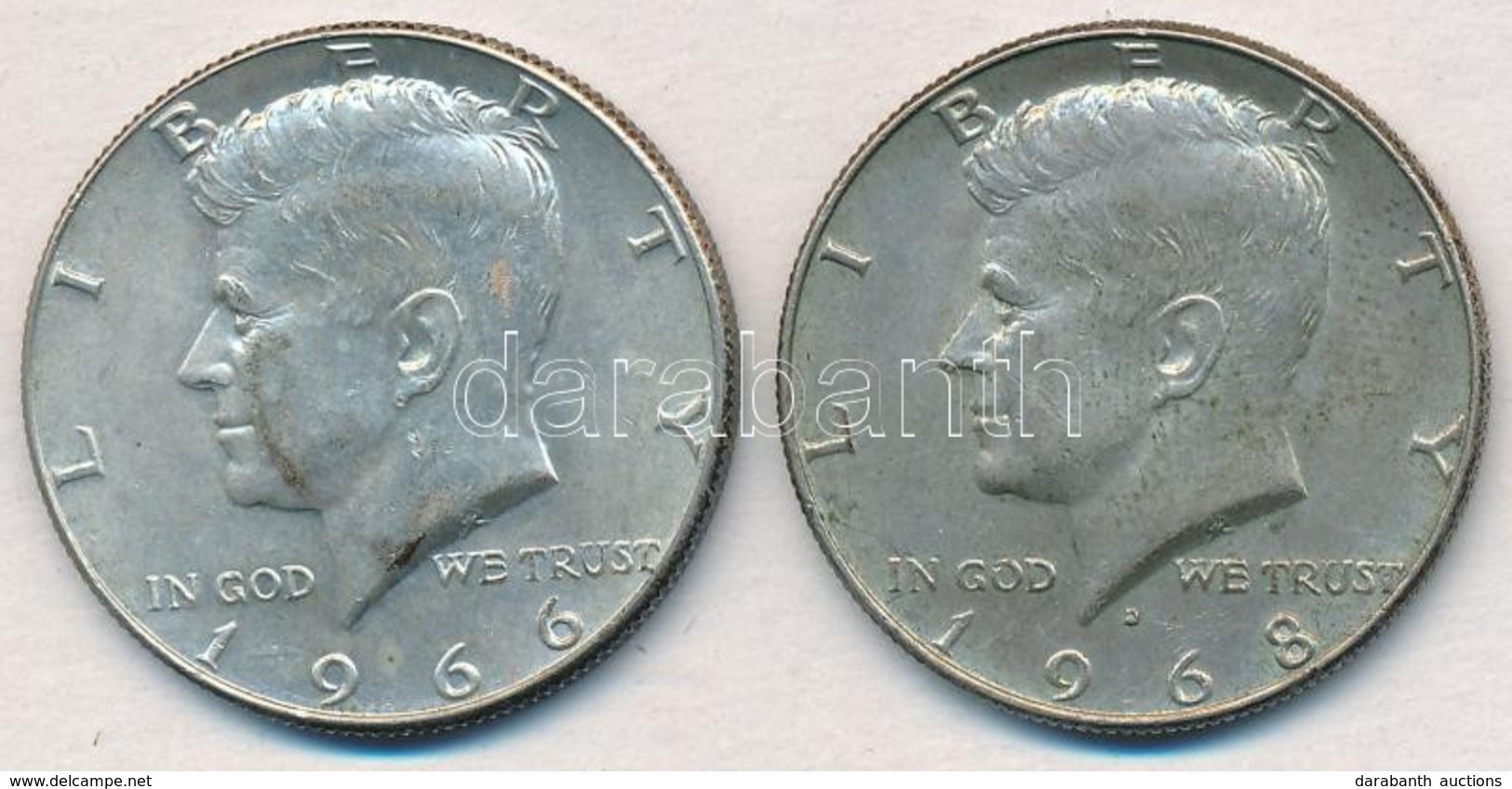 Amerikai Egyesült Államok 1966-1968D 1/2$ Ag 'Kennedy' (2x) T:1-,2 
USA 1966-1968D 1/2 Dollar Ag 'Kennedy' (2x) C:AU,XF - Unclassified