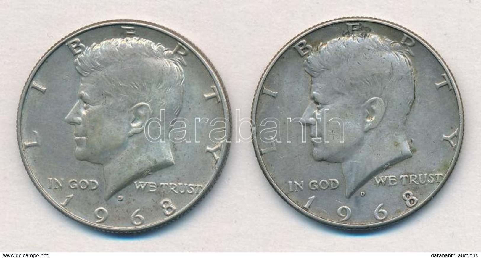 Amerikai Egyesült Államok 1968D 1/2$ Ag 'Kennedy' (2x) T:2 
USA 1968D 1/2 Dollar Ag 'Kennedy' (2x) C:XF - Non Classés