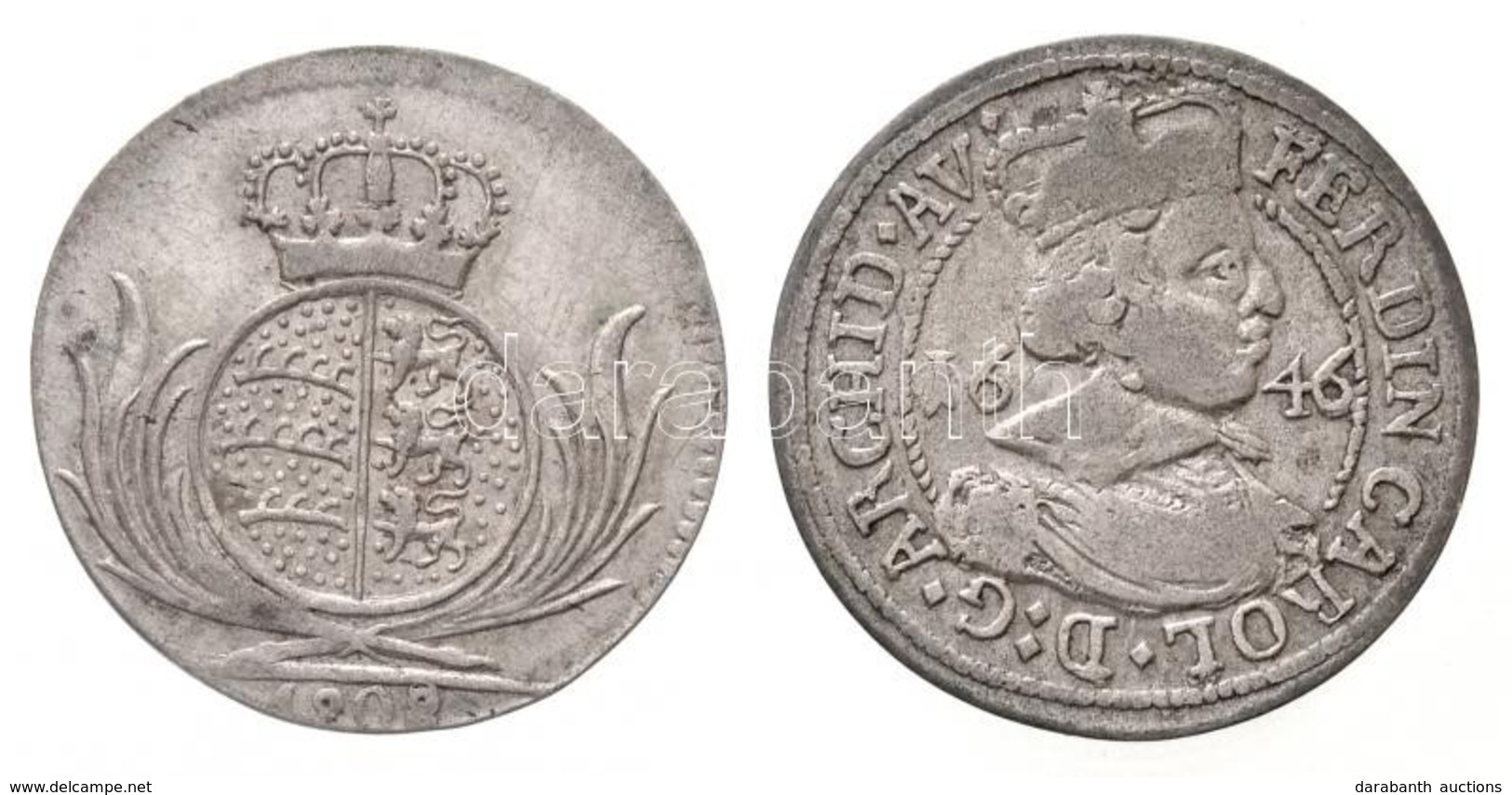 Ausztria 1646. 3kr Ag 'Ferdinánd Károly' (1,4g) + Német Államok / Württemberg 1808. 6kr Ag (2,2g) T:2-,2 / 
Austria 1646 - Non Classés