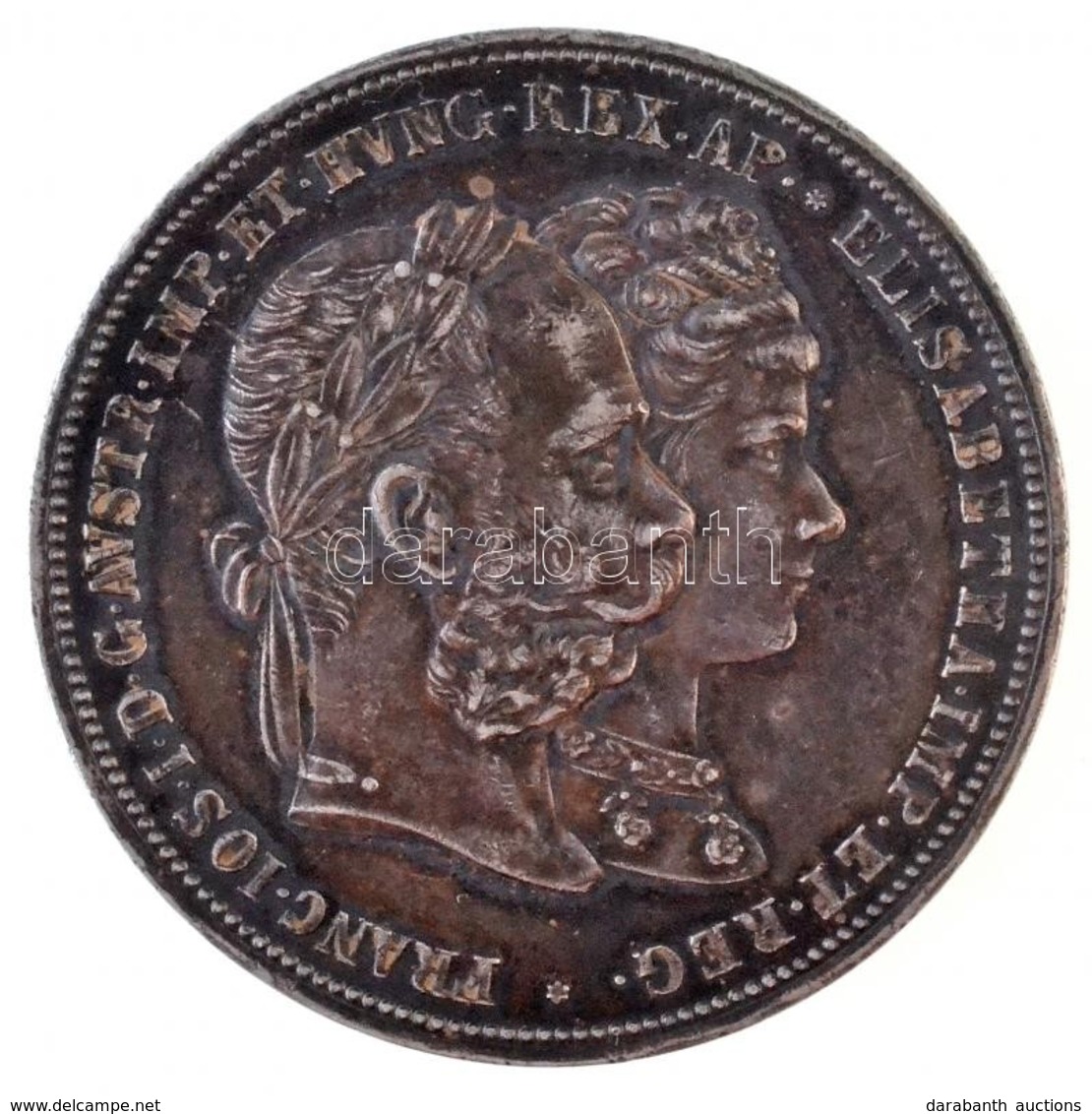 Ausztria 1879. 2G Ag 'I. Ferenc József és Erzsébet Királynő / Ezüstlakodalom' T:1- Patina  Austria 1879. 2 Gulden Ag 'Fr - Ohne Zuordnung