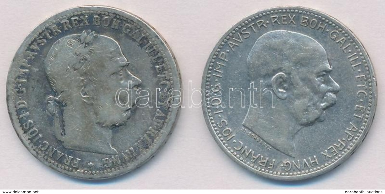 Ausztria 1894-1916. 1K Ag 'Ferenc József' (2xklf) T:2-,3 Austria 1894-1916. 1 Corona Ag 'Franz Joseph' (2xdiff) C:VF,F - Non Classés